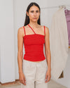 BASERANGE Ribbed Cotton Needle Tank Top TONI and TOTV Collection Made in Portugal BAS-TONI-RB-SU25-MY RED
